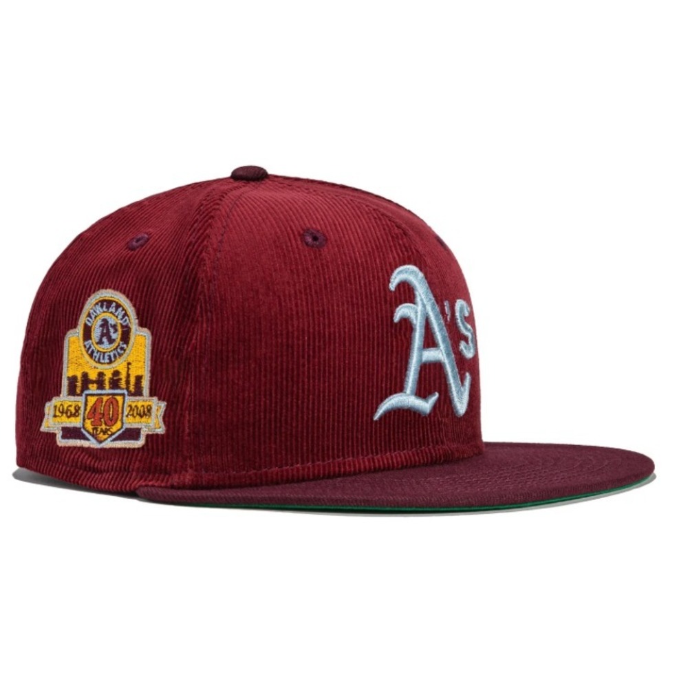 New Era Oakland A's Athletics Cord Dream 59FIFTY Fitted Hat 40 Year Patch 7 5/8
